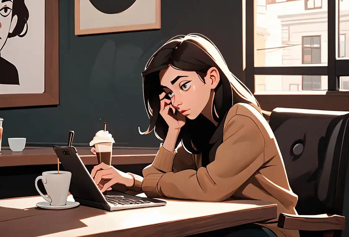 Young adult typing on a smartphone, wearing casual attire, in a modern coffee shop with a cozy atmosphere..