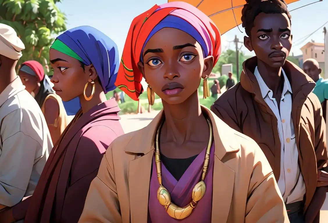 A diverse group of African immigrants and refugees engaging in educational activities about HIV and Hepatitis, representing their unique cultures and fashion styles..