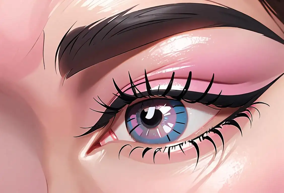 Close-up of a pair of long, fluttery eyelashes, adorned with a sprinkle of shimmering mascara, against a dreamy pastel background..