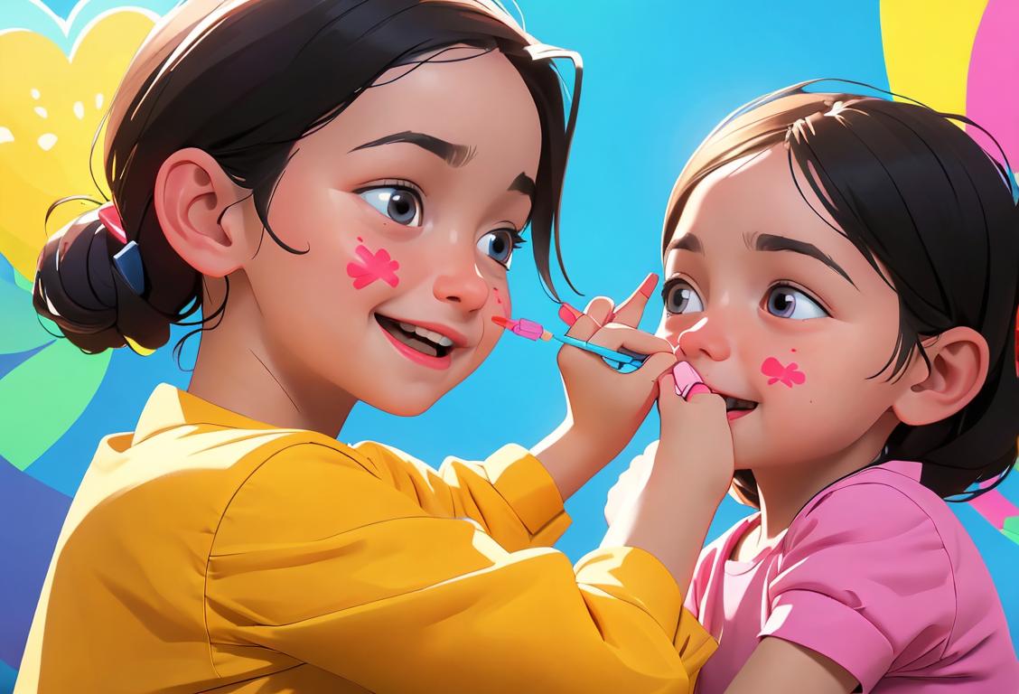 Happy children receiving a vaccine, wearing colorful clothes, cheerful setting, with healthcare professionals administering the vaccines..