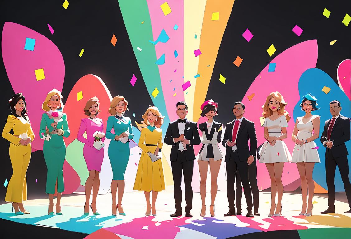 A group of diverse individuals named Jennifer, standing together with big smiles on their faces, wearing stylish and trendy outfits that represent their unique identities. The scene is a vibrant online community gathering, with virtual party hats and confetti floating in the air..