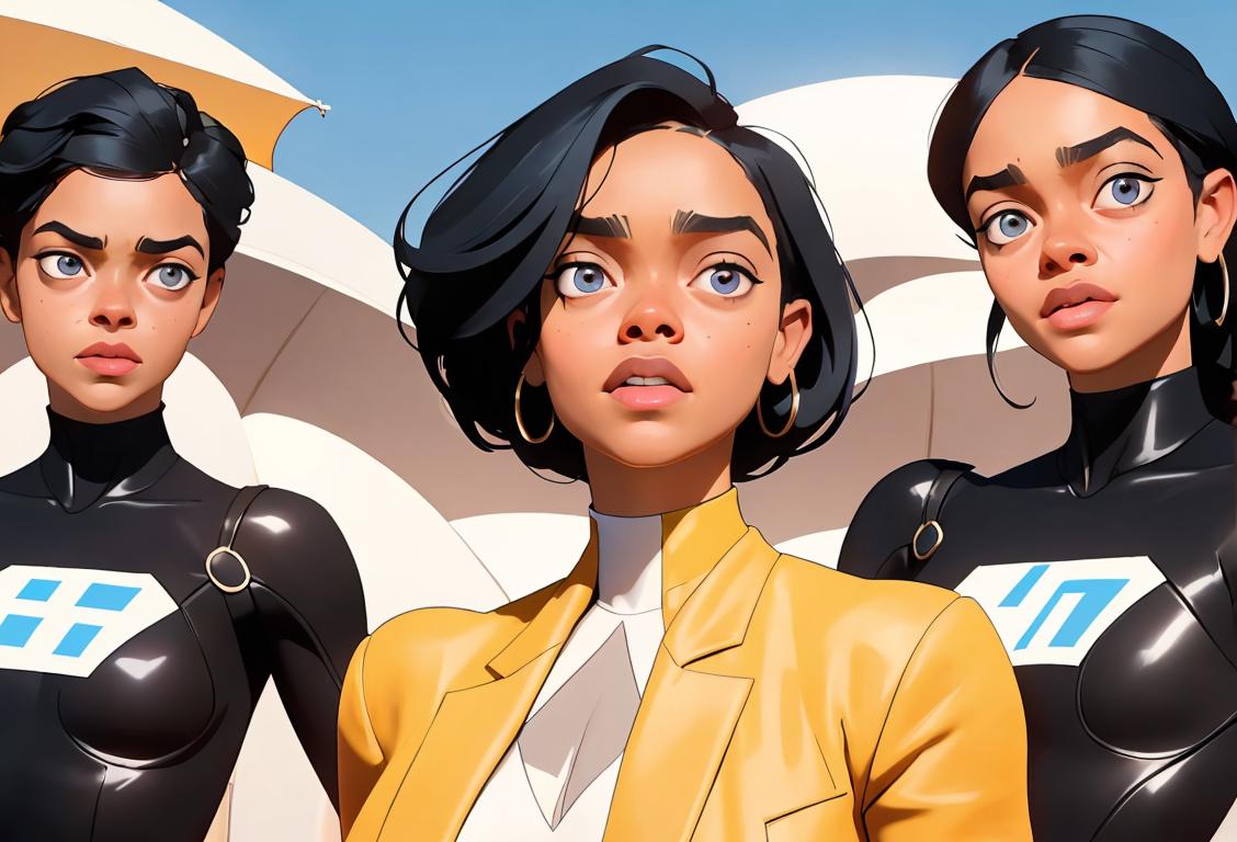 Tessa Thompson in a powerful performance on a movie set, promoting a social cause, wearing a stylish outfit, surrounded by diverse and supportive cast members..