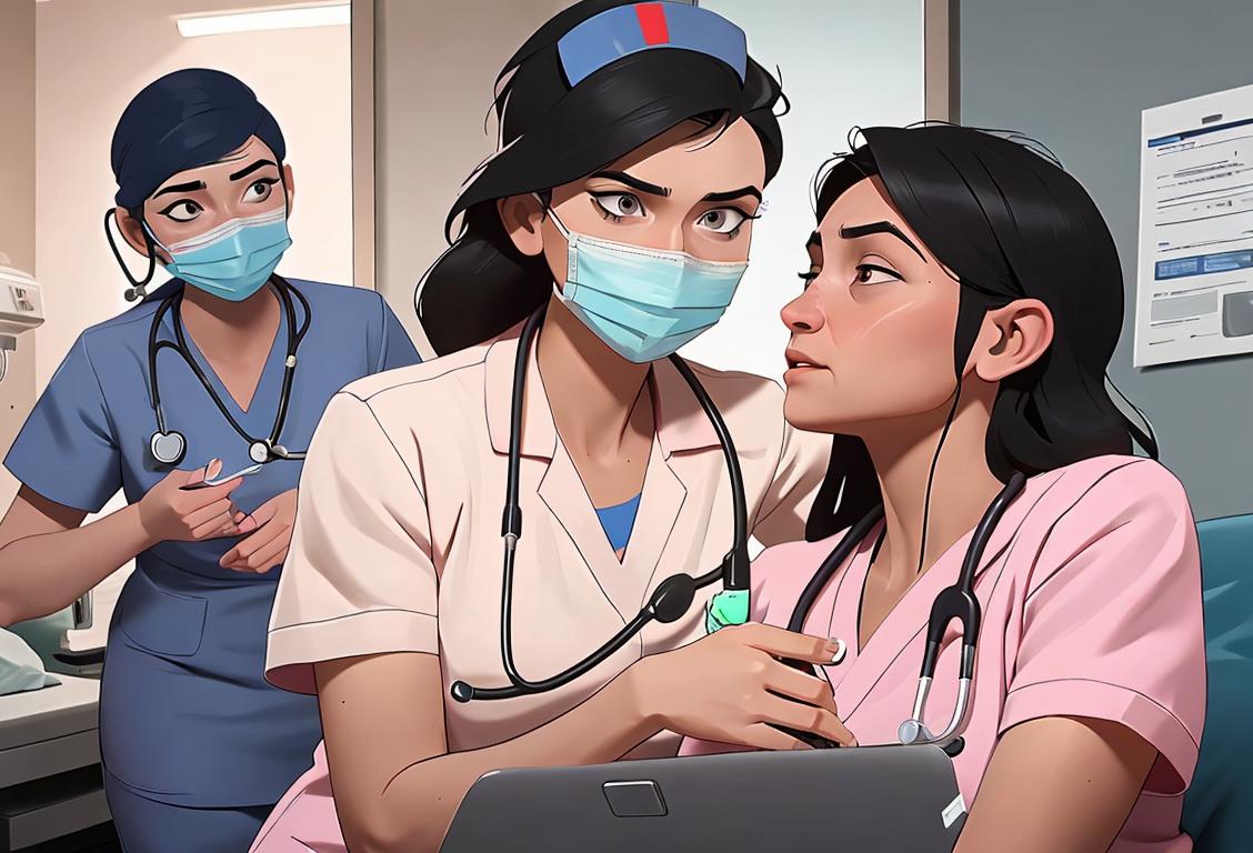 A compassionate nurse, wearing scrubs and a stethoscope, providing care to a patient in a bustling emergency room..