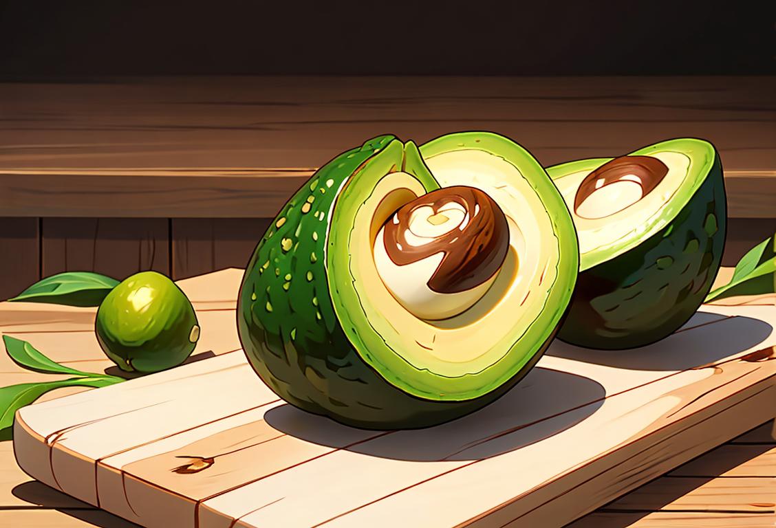 A joyful person spreading avocado on toast wearing a chef hat, kitchen backdrop with fresh ingredients and a rustic wooden cutting board..