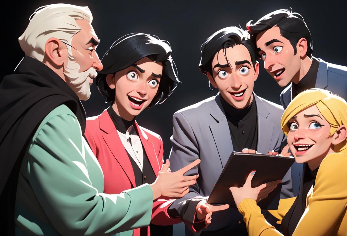 A cheerful group of diverse individuals, dressed in modern attire, engaged in friendly conversation, representing the spirit of National Atheists Day..