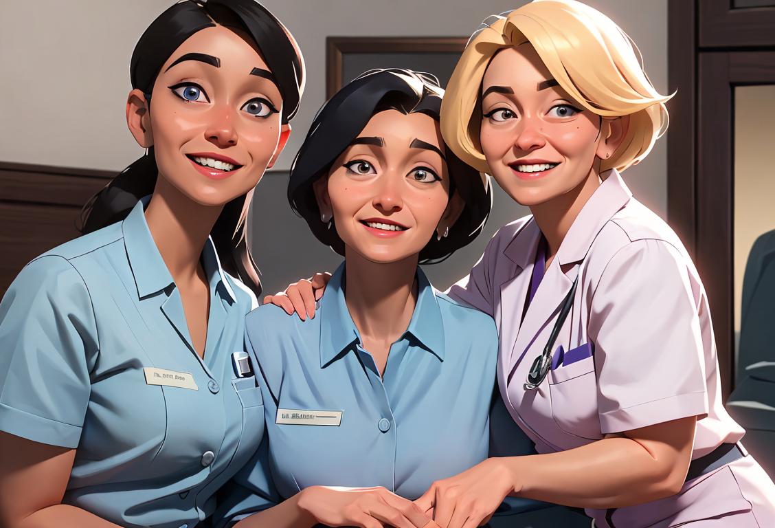 A diverse group of caregivers, dressed in their uniforms, smiling and supporting individuals in various care settings..