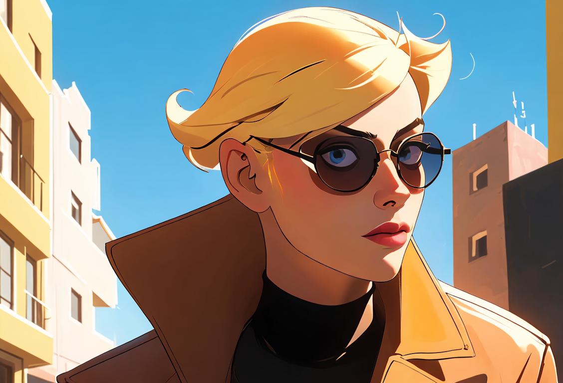 A fashionable individual confidently wearing sunglasses in a trendy urban setting, exuding coolness and protection from the sun's rays..