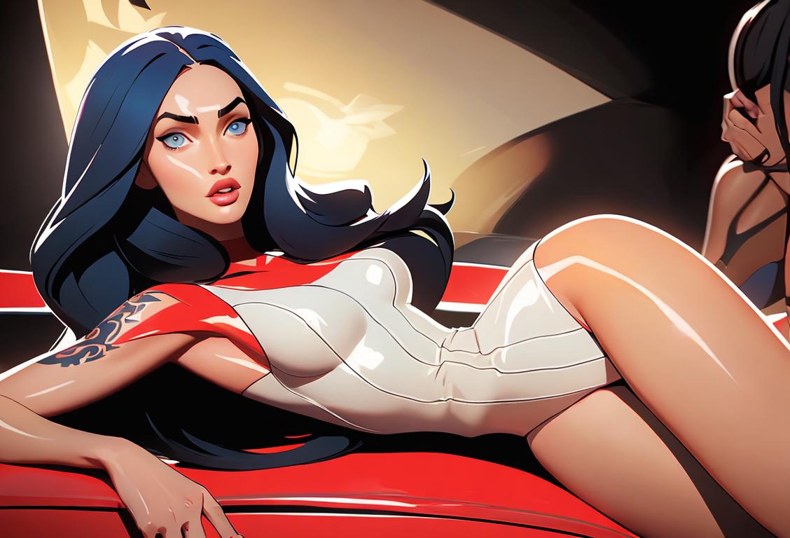 A captivating image that celebrates National Megan Fox Day, featuring the stunning actress Megan Fox in a stylish outfit, surrounded by a glamorous Hollywood setting..