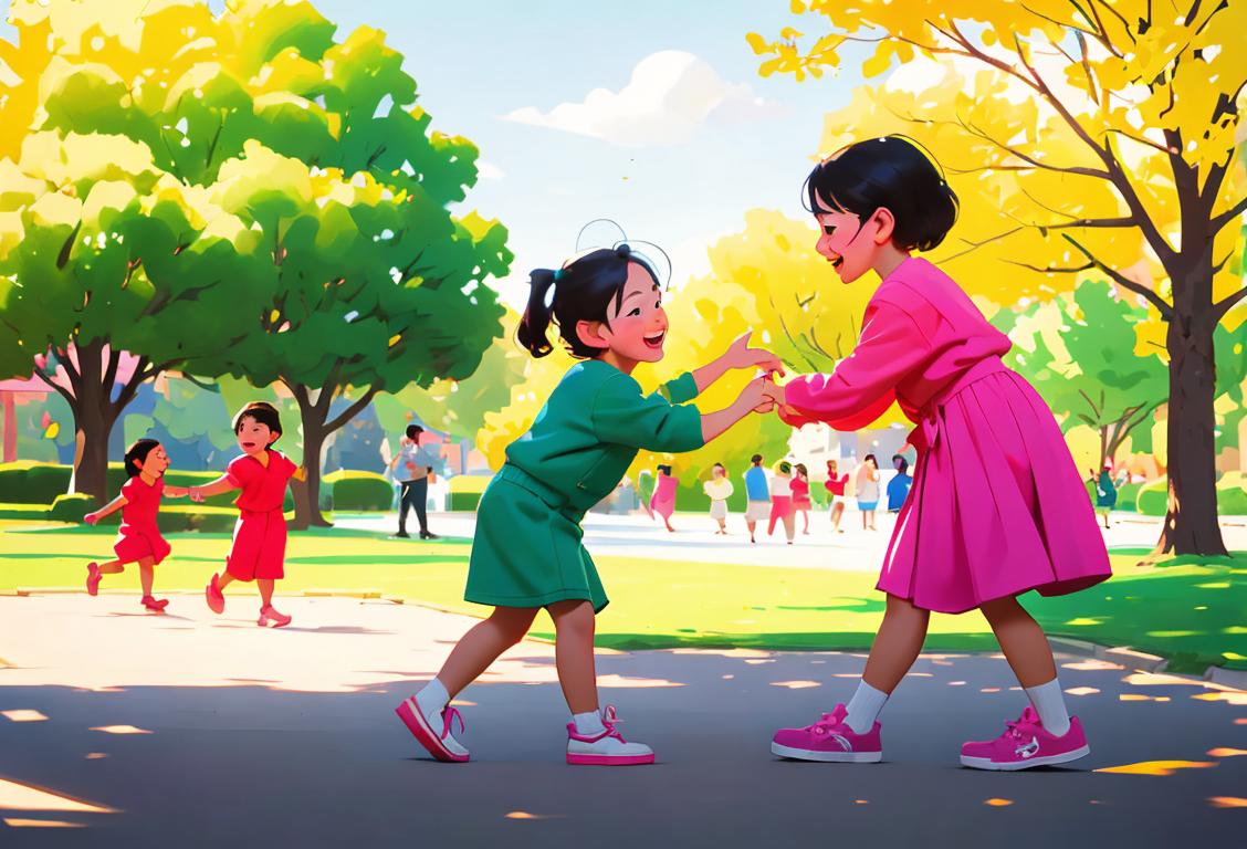 Joyful children participating in a variety of outdoor activities, dressed in bright colors, multicultural representation, park setting..
