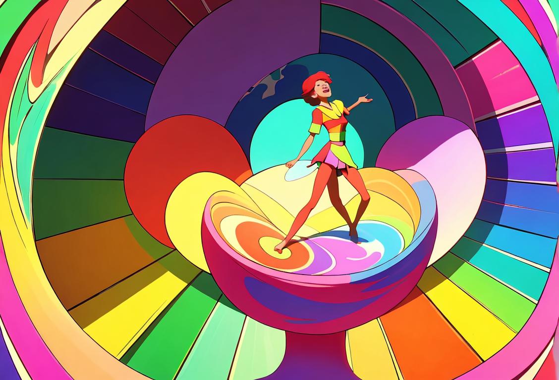 Vibrant celebration of National Colors on Day with a person in colorful attire, surrounded by a kaleidoscope of hues in a lively setting..