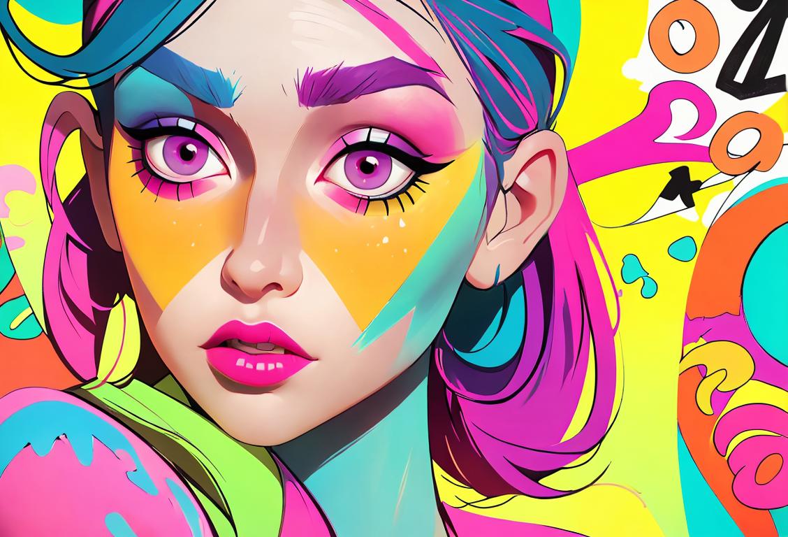 Young person with colorful outfit, fashionably mismatched socks, and paintbrushes surrounded by a blank calendar, inspiring creativity for National Make Up Your Own Day..