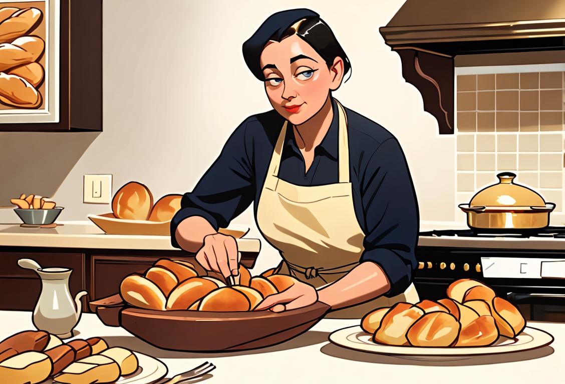 Delicious plate of golden fried bread topped with a scrumptious spread, surrounded by a cozy kitchen setting with a chef's apron and vintage recipe book..