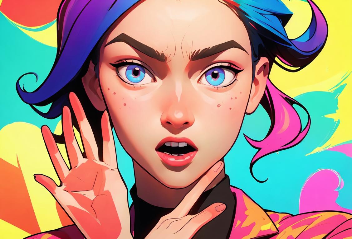 Person using American Sign Language with colorful clothes and vibrant background, showcasing the expressive nature of ASL..