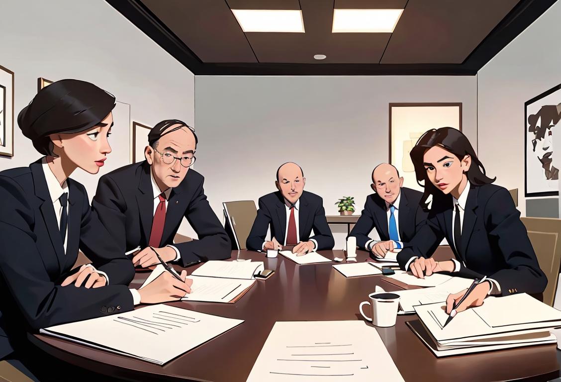 Group of diverse executives, dressed in professional attire, gathered around a conference table, with laptops and notepads, ready for a productive meeting..