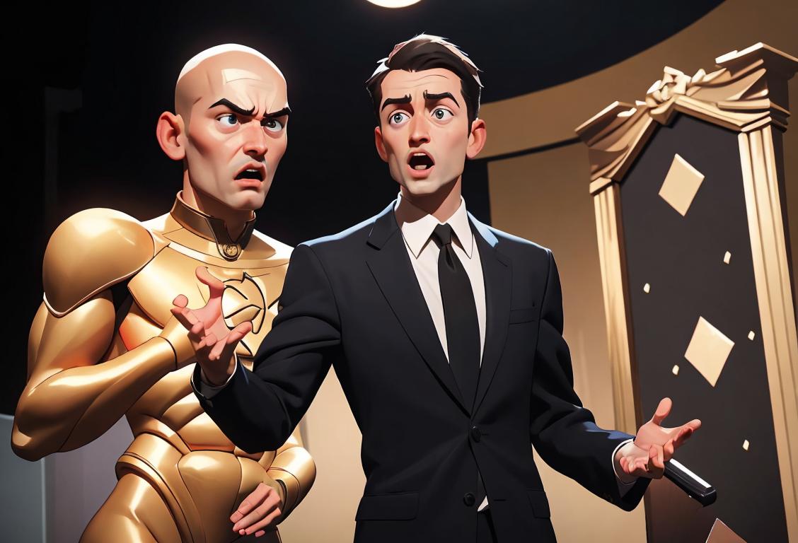 A charismatic speaker at a podium, wearing a suit, captivating an engaged audience with their expressive gestures..