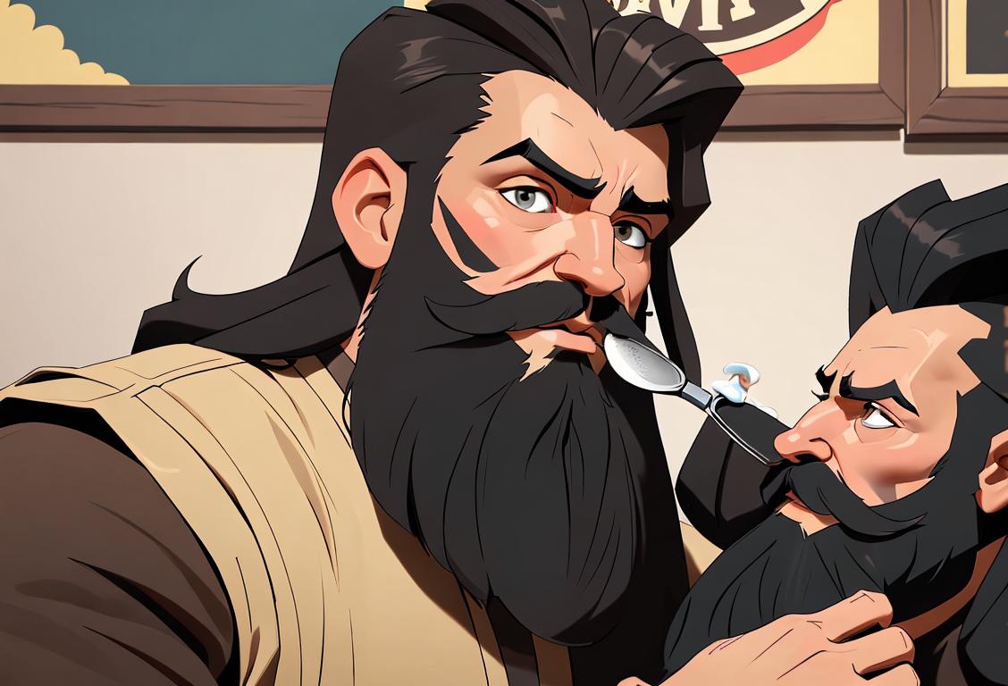 A bearded man with a hipster-style beard, grooming it with a fine-toothed comb and applying nourishing beard oil, in a trendy barbershop setting..