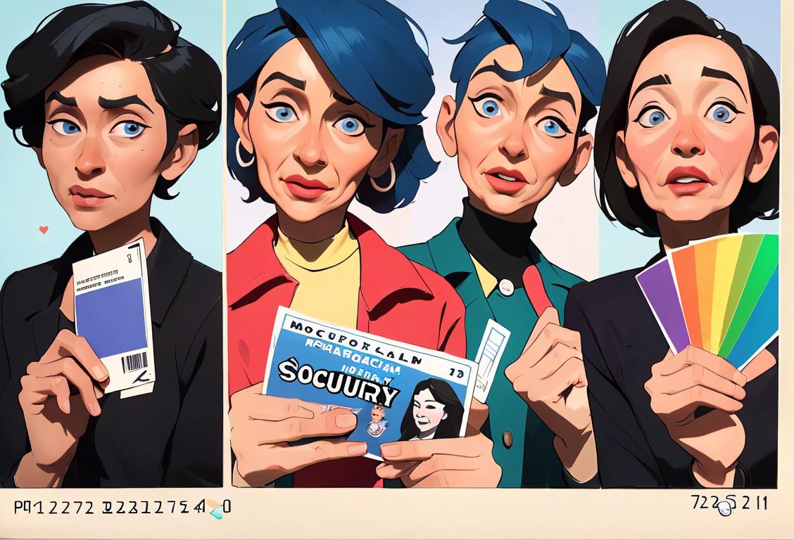 A diverse group of people holding up their social security cards with pride, showcasing their unique styles and backgrounds..