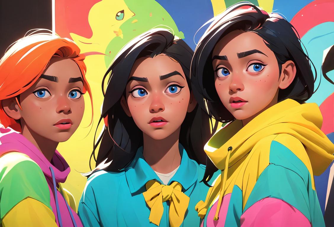 A group of diverse young people, wearing colorful clothing, engaging in activities that showcase their creativity and passion..