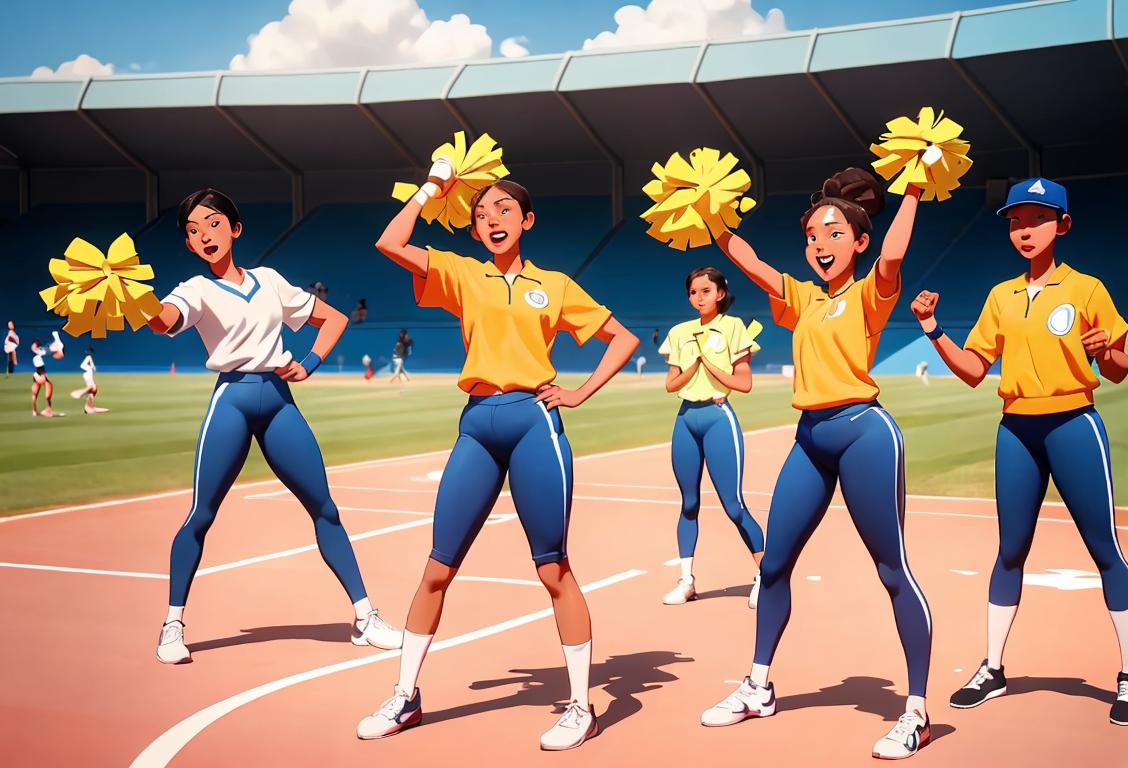 A diverse group of athletes in different sports uniforms, showcasing their determination and passion. Sports equipment and cheering spectators in the background..