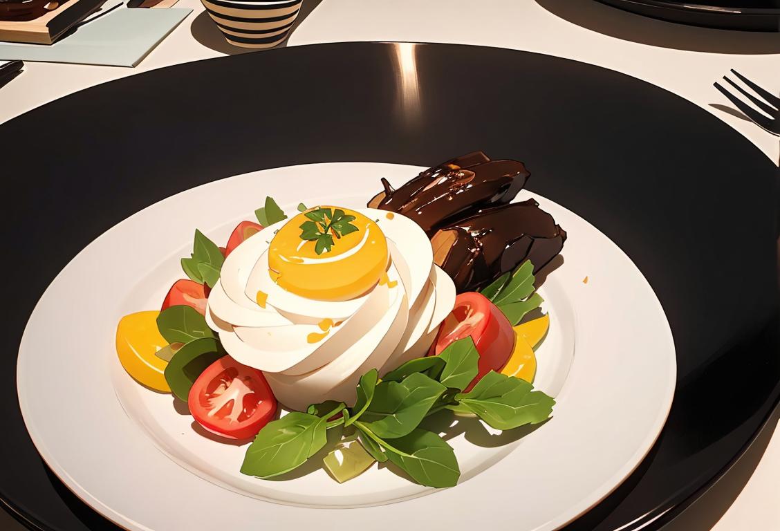 Close-up of a person creatively arranging yesterday's leftovers on a plate, showcasing culinary resourcefulness and creativity, with a warm, inviting kitchen backdrop..