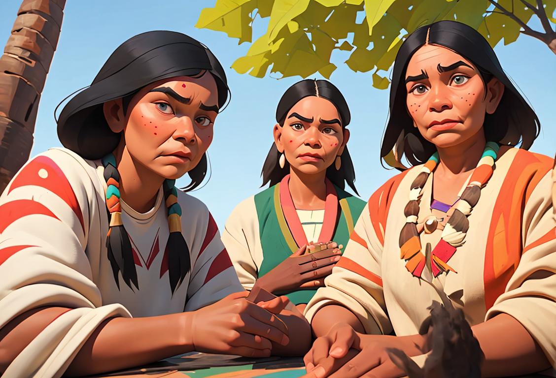 A group of diverse indigenous people, wearing traditional clothing, surrounded by nature, showcasing their rich cultural heritage..