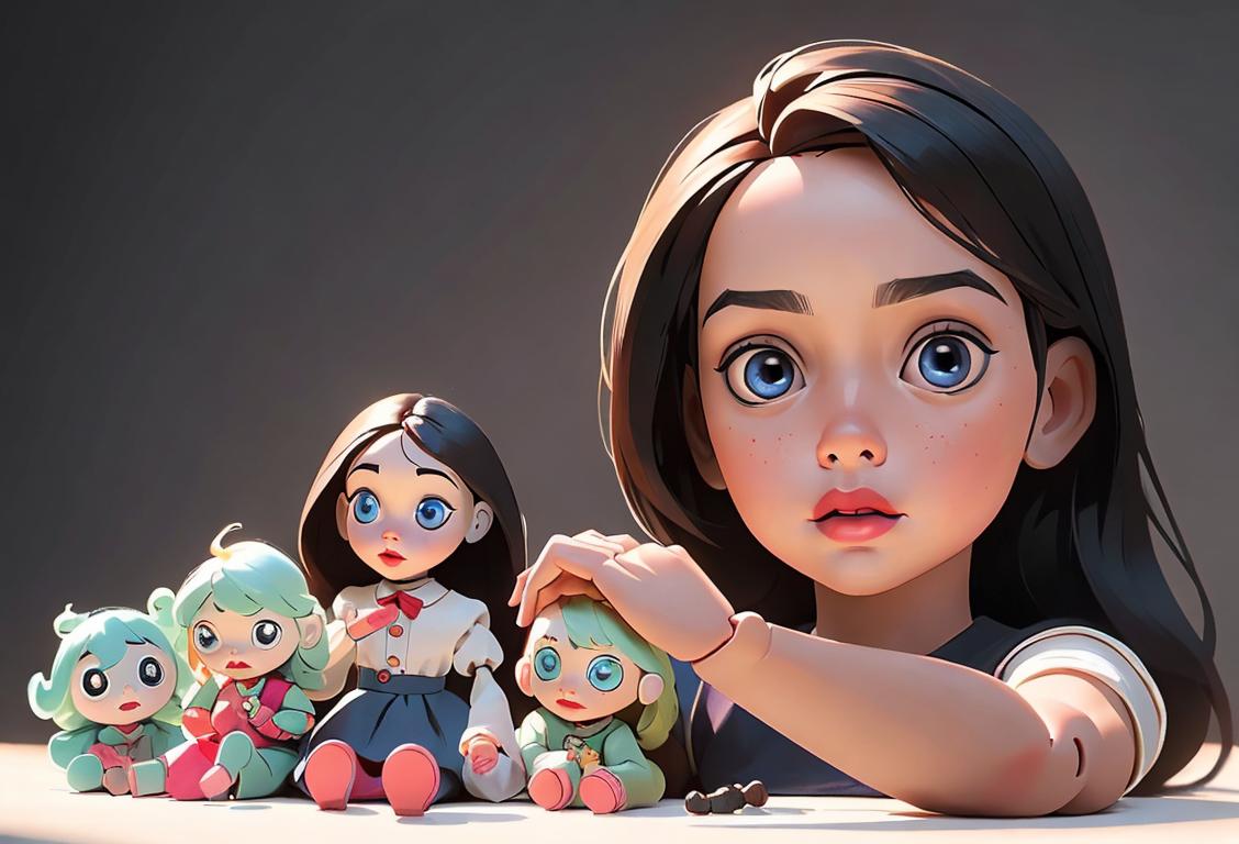 Young child playing with a diverse collection of dolls, showcasing varying styles, fashion, and backgrounds..