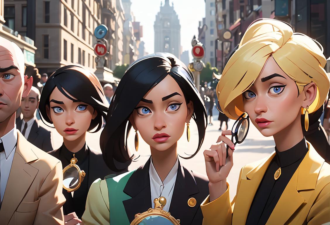 A group of diverse people, dressed in different styles and fashion, coming together in a bustling city, with a magnifying glass highlighting their focused attention..