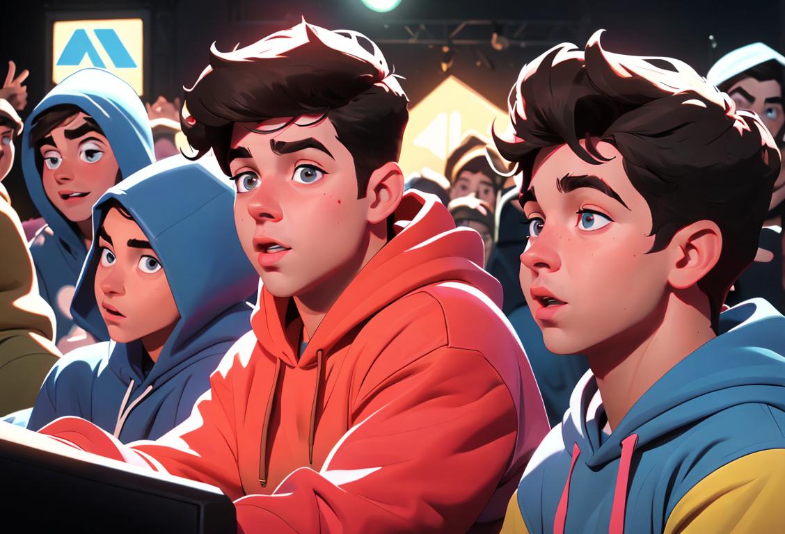 Young man wearing a Hoodie Allen graphic hoodie, surrounded by a crowd of people, enjoying a lively concert atmosphere..
