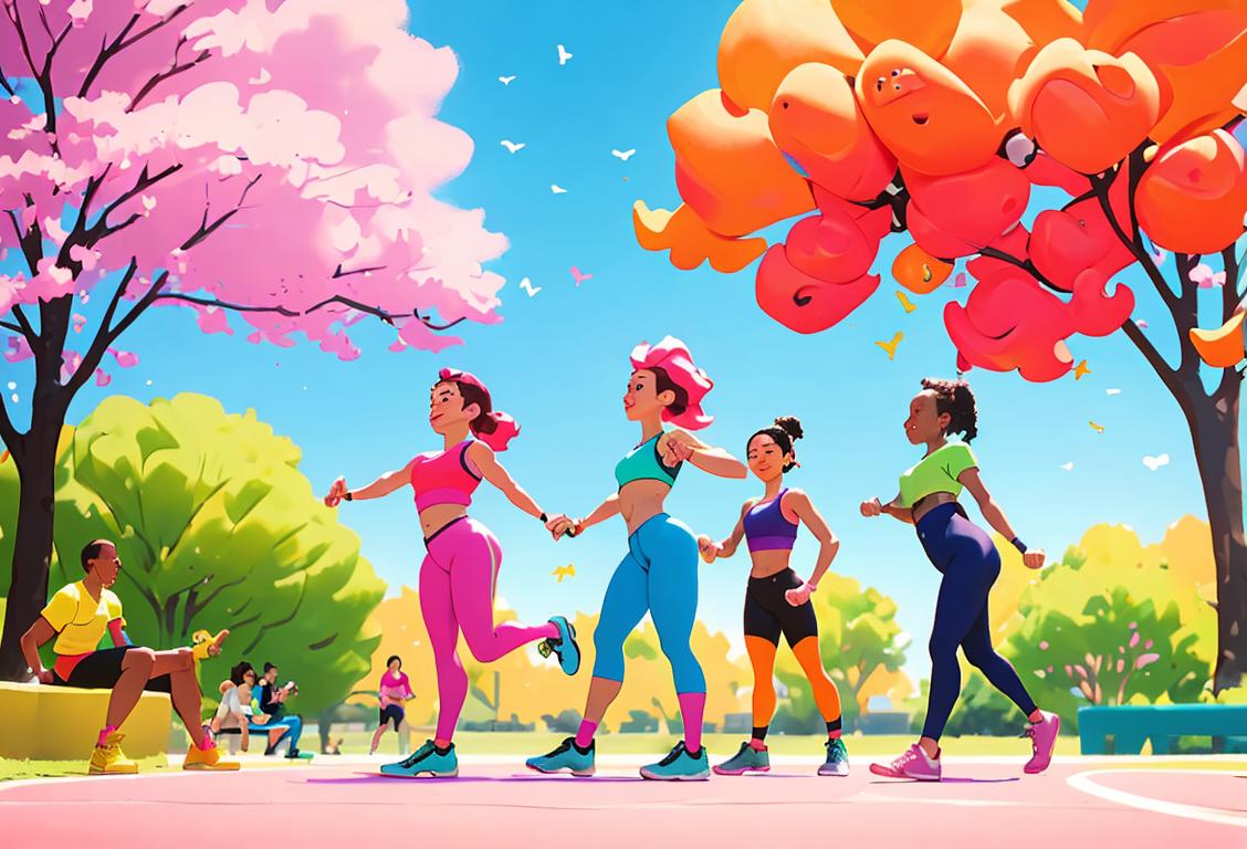 A group of diverse individuals participating in inclusive fitness activities, wearing colorful activewear, vibrant backdrop of a sunny park..