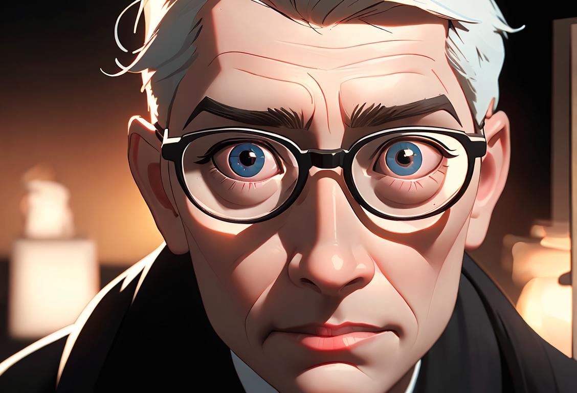 A kind-hearted individual exploring the world of National Deafblindness Awareness Day, wearing glasses, with visually impaired and hearing impaired symbols in the background..