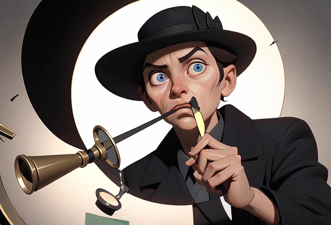 Intrepid explorer uncovering hidden truths, holding a magnifying glass, wearing a detective hat, mysterious background.