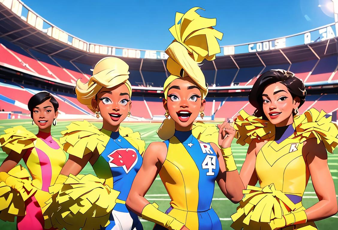 A diverse group of individuals, ranging from athletes to performers, dressed in glamorous outfits, radiating joy and confidence in a stadium full of cheering fans..