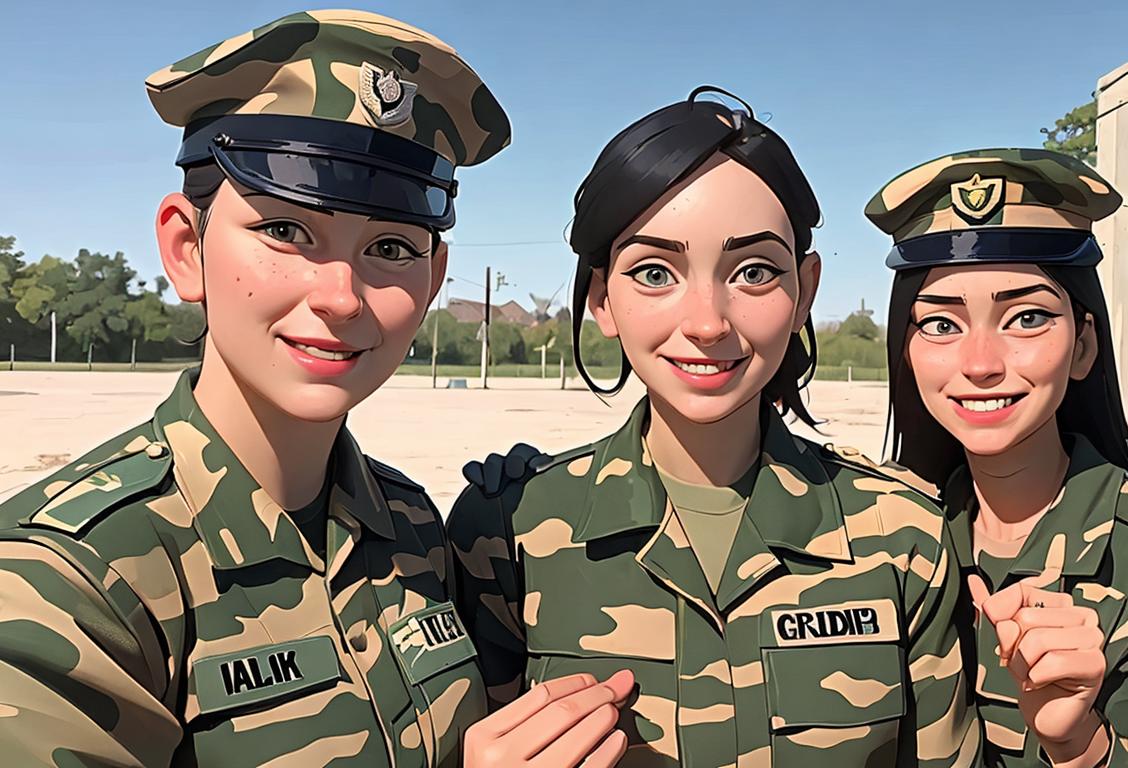 National Guard troops in camouflage uniform, assisting voters at a polling station with friendly smiles, a diverse group representing the unity of our nation..