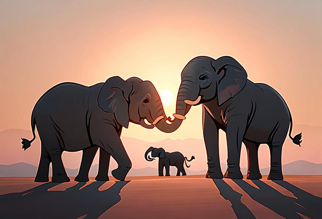 A group of elephants roaming freely in the wilderness, their majestic presence highlighted by a beautiful sunrise in the background..