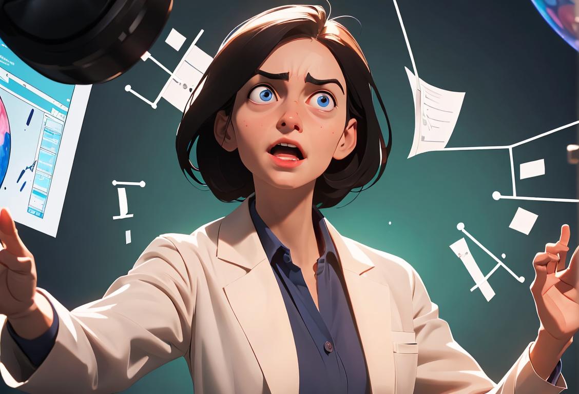Happy National Scientific Temper Day! Imagine a young scientist in a lab coat, confidently presenting research findings to a diverse group of people, symbolizing the promotion of rationality and evidence-based thinking..