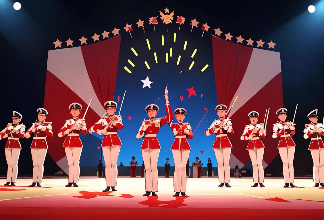 National Defence Force performing a mesmerizing musical item at Independence Day, showcasing their patriotic spirit through vibrant costumes, powerful choreography, and a spectacular stage backdrop..