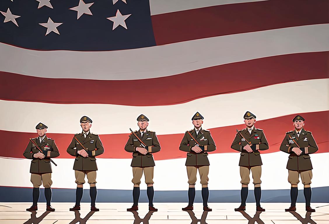 A group of veterans standing in front of an American flag, wearing military uniforms, representing their bravery and sacrifice..