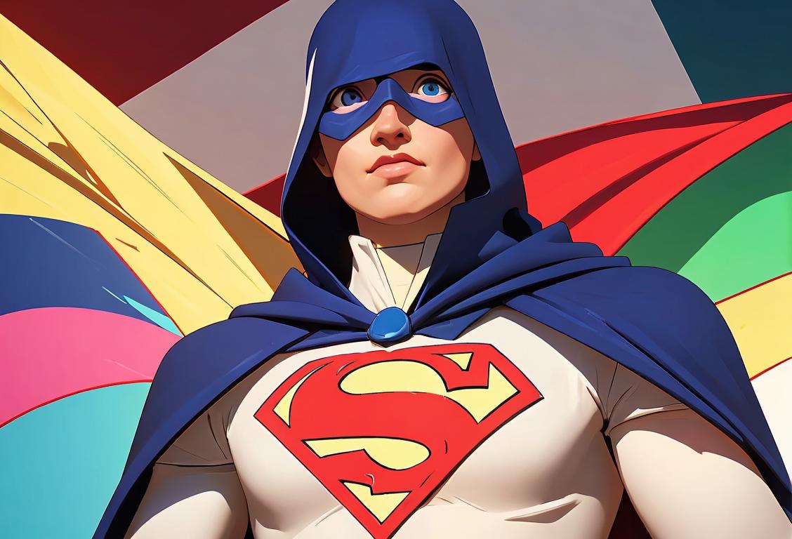Peacekeeper superhero with a cape, statistics in the background, vibrant colors representing the unsung heroes who keep the peace..