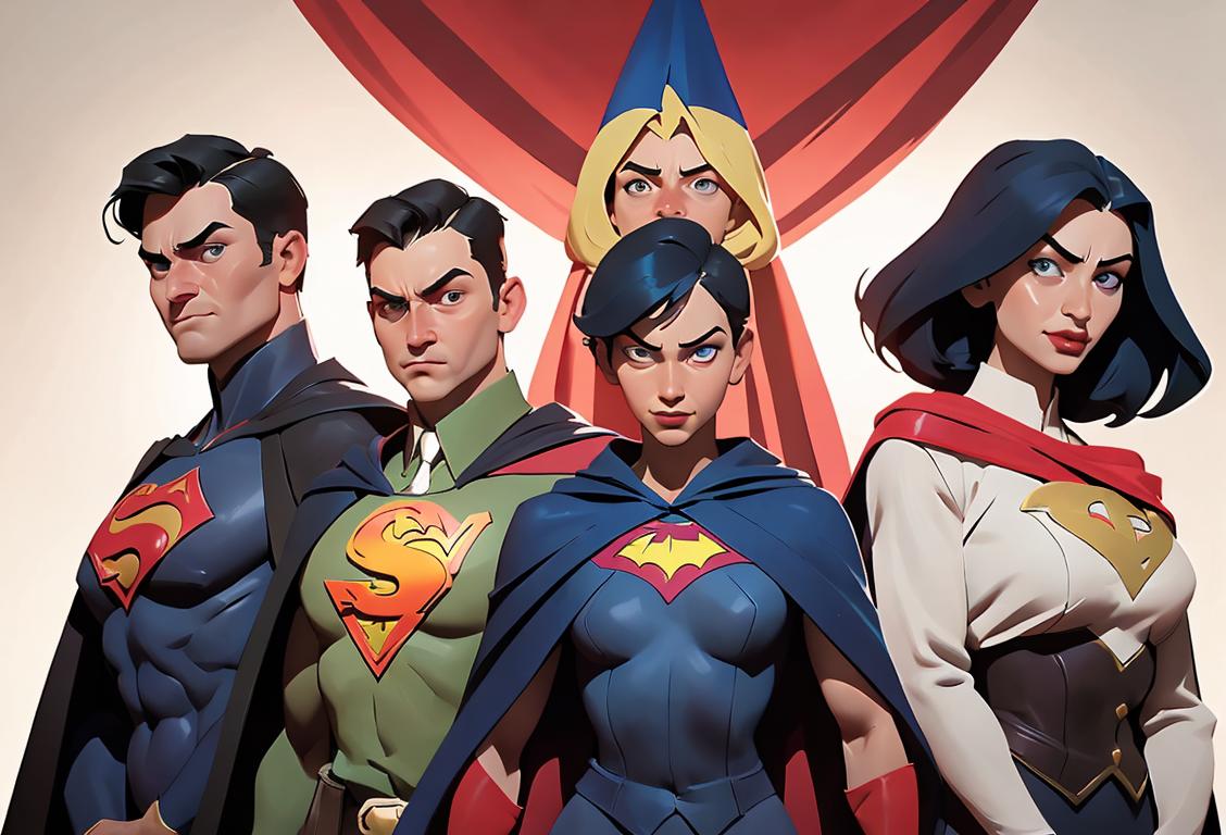 A diverse group of individuals wearing capes and doing extraordinary things in various settings, showcasing the different types of heroes on National Heroes Day..