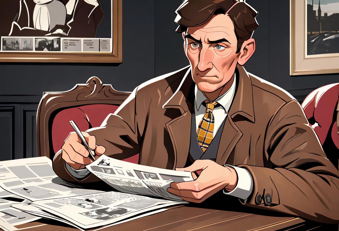 A newspaper reader in a cozy nook with a cup of tea, wearing a classic British tweed jacket and enjoying a challenging crossword puzzle..