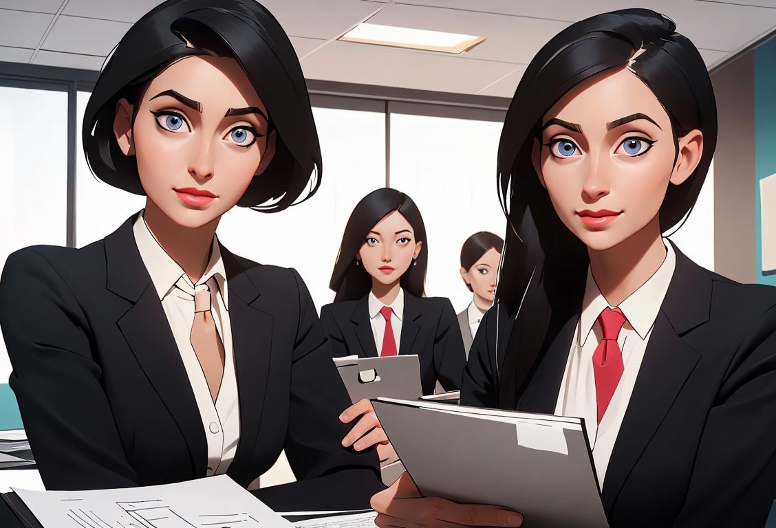 A group of professional-looking individuals in an office setting, wearing stylish business attire, confidently managing tasks and maintaining a calm and organized environment..