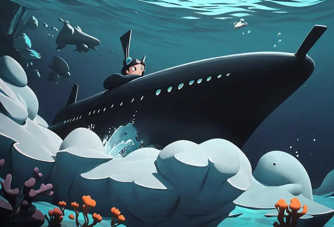 A courageous sailor in a sleek submarine, exploring the deep sea with an adventurous spirit. Oceanic wonders await!.