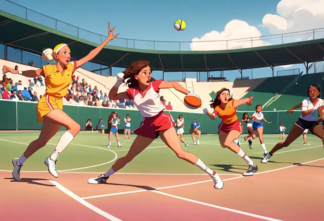 A group of diverse women athletes, donning their sports uniforms, showcasing different sports like soccer, basketball, tennis, and track and field, against a backdrop of cheering fans..