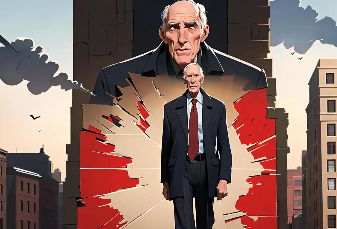 A mature man dressed in a suit with briefcase in hand, standing in front of a patriotic backdrop, capturing the essence of National Intelligence Dan Coats' last day..