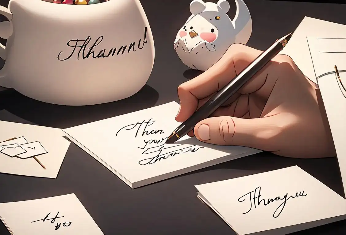 A person sitting at a desk, writing a heartfelt thank you note on beautiful stationery, surrounded by cozy winter decorations..