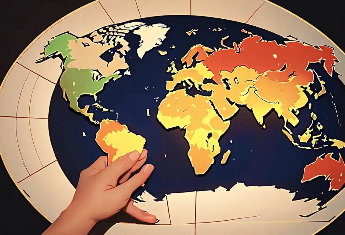 A diverse group of people, representing different cultures, holding hands in front of a world map..
