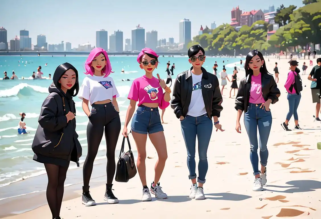 A diverse group of individuals named Ashley, showcasing their unique style and doing activities that bring them joy. Some are dressed in trendy clothing, while others are in more casual attire. They are seen in various settings such as a park, beach, or cityscape. Each person is radiating happiness and positivity, celebrating their shared name on National Ashley Day..