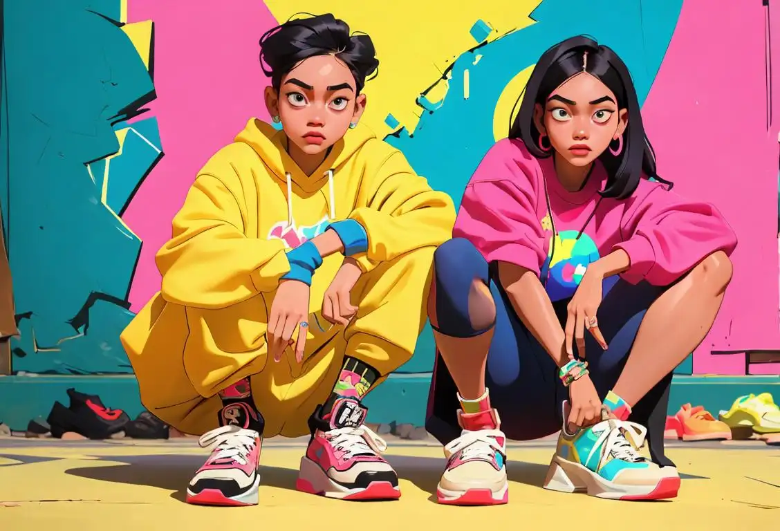 Young women and men rocking vibrant Philippine streetwear, with colorful sneakers, eclectic accessories, and an urban backdrop..