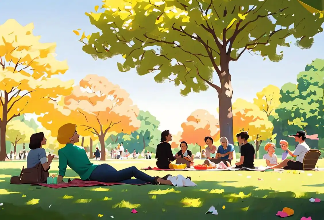 A group of diverse individuals lying in a sunny park, casually dressed in various styles, enjoying a picnic ignoring the significance of National Nobody Cares Day..