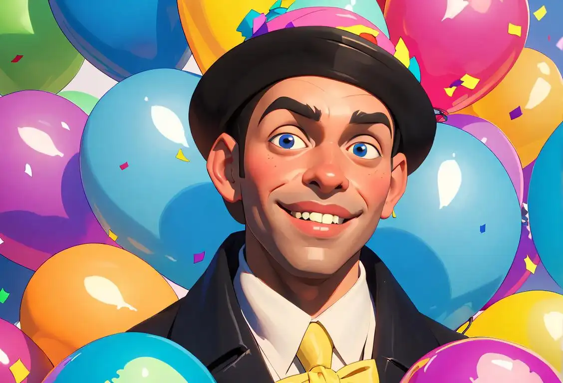An image of a person named Franklin, wearing a party hat, surrounded by balloons and confetti. They're smiling and enjoying the celebration!.